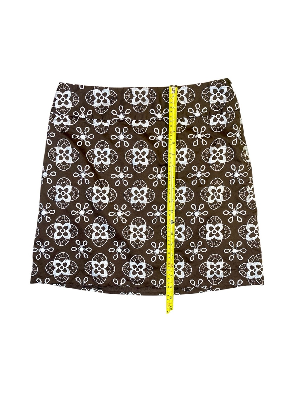 LOFT Brown A-Line Skirt with White Floral Print Size 4 - Picture 7 of 8